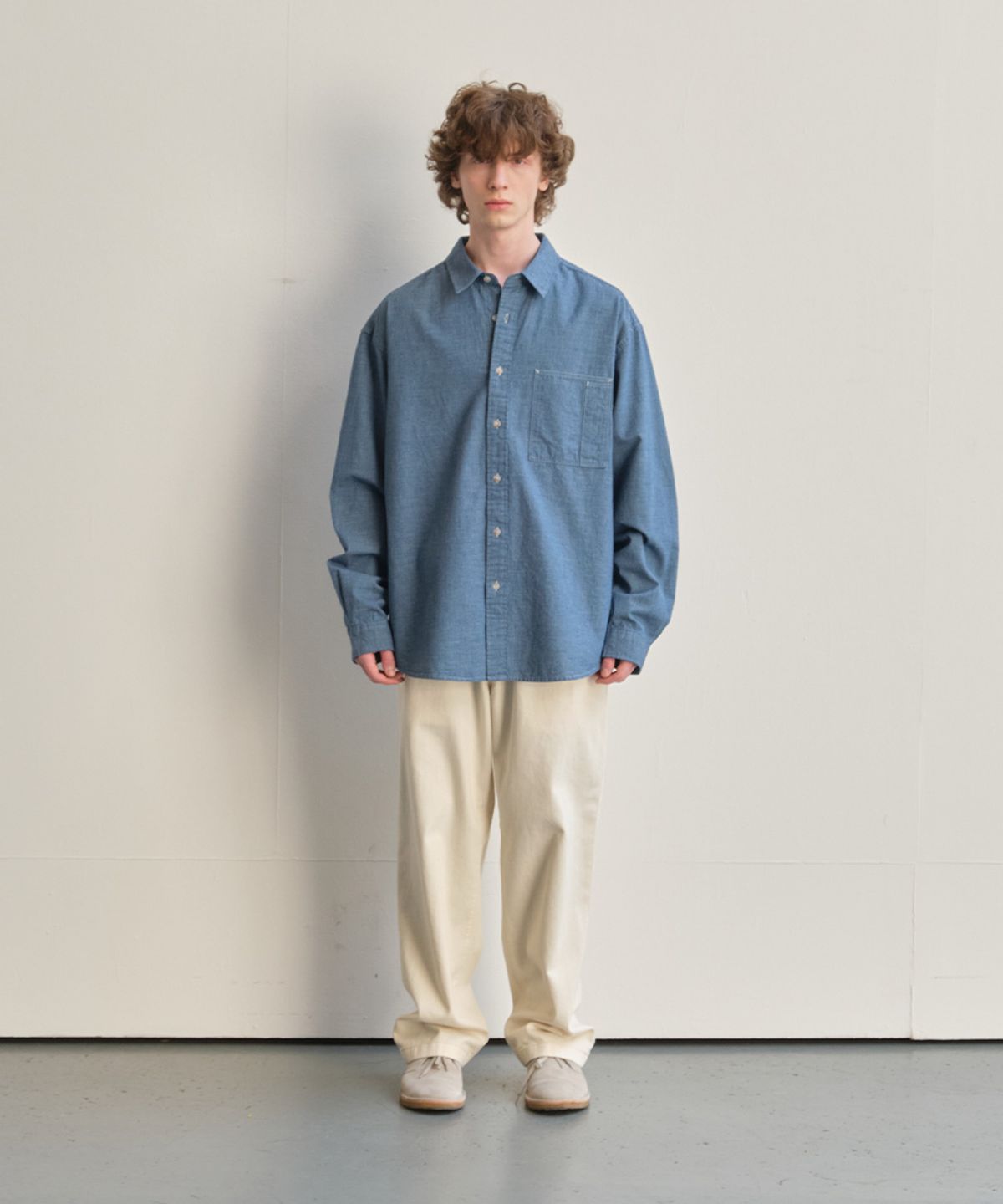 홀리선(HORLISUN) Maili Denim Check Shirt Blue