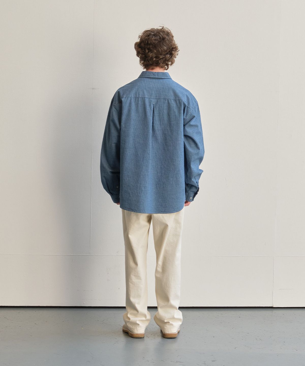 홀리선(HORLISUN) Maili Denim Check Shirt Blue