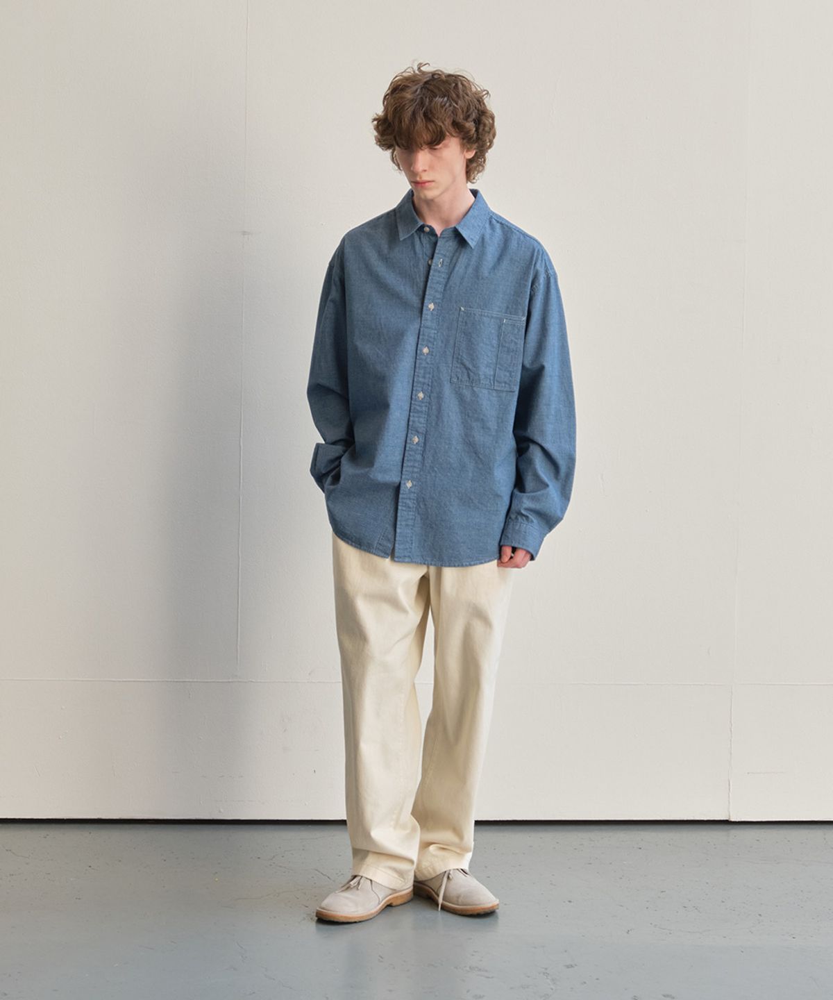홀리선(HORLISUN) Maili Denim Check Shirt Blue