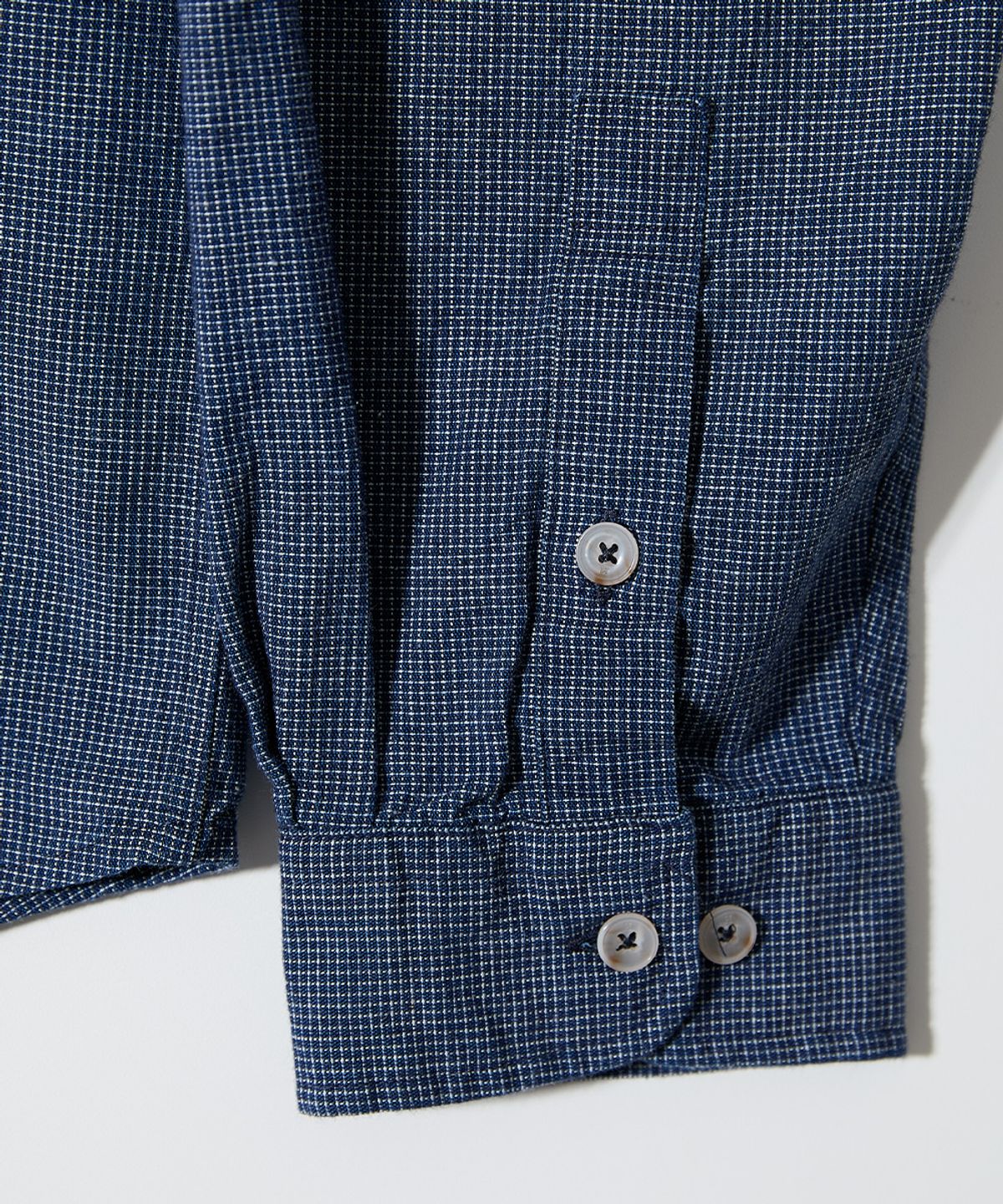 홀리선(HORLISUN) Maili Denim Check Shirt Navy