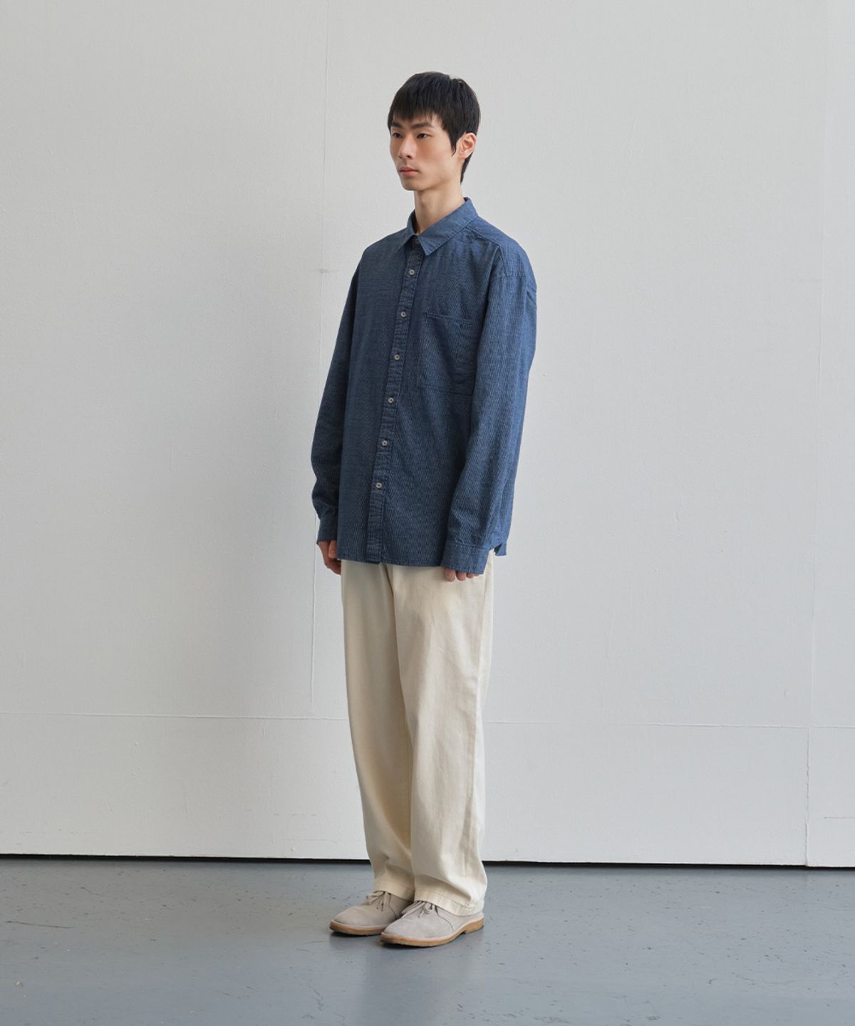 홀리선(HORLISUN) Maili Denim Check Shirt Navy