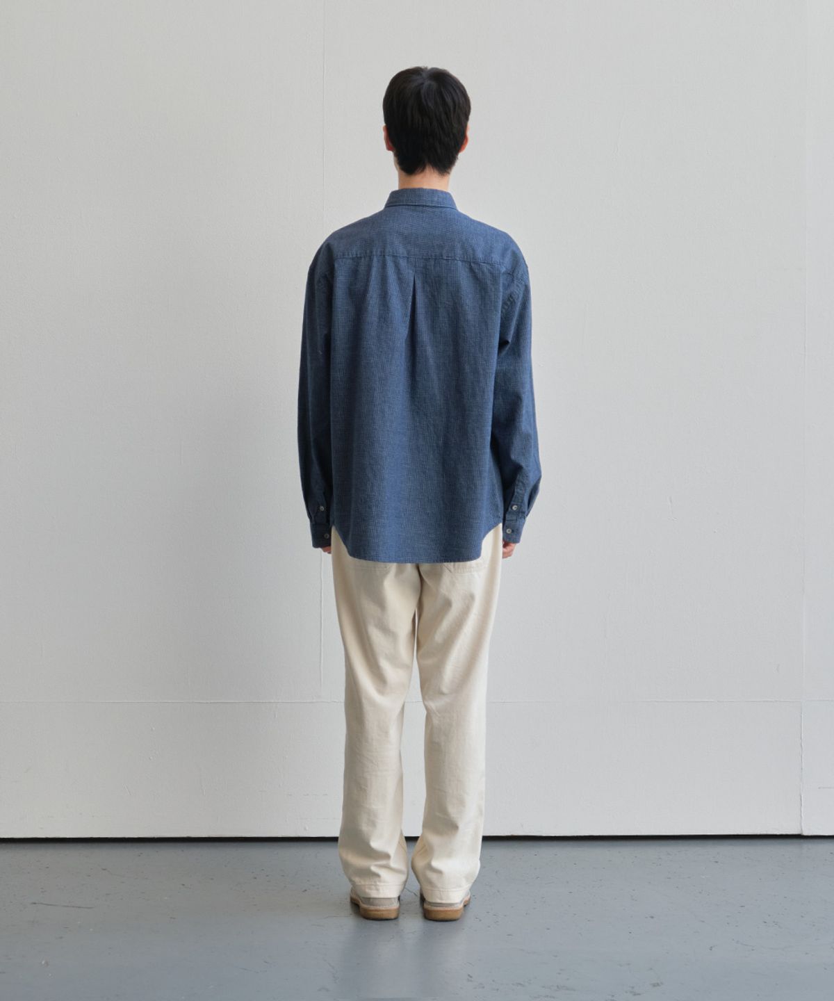 홀리선(HORLISUN) Maili Denim Check Shirt Navy