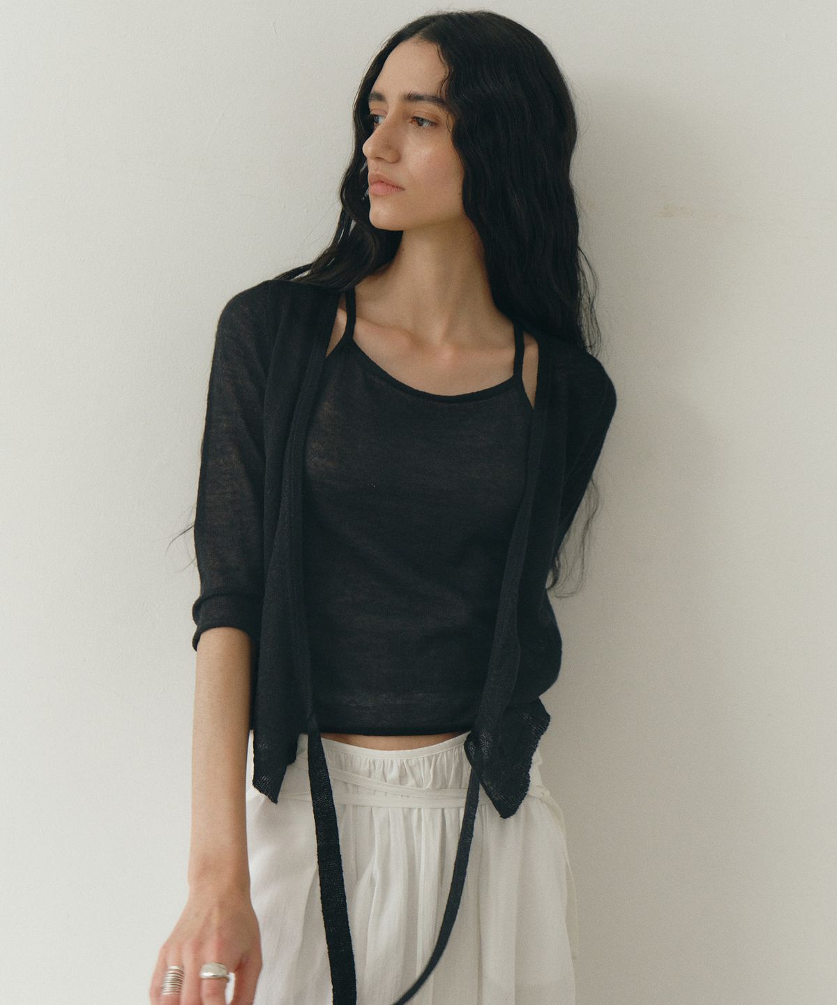 로우타이드(LOW TIDE) ALPACA LAYERED WRAP KNIT [BLACK]