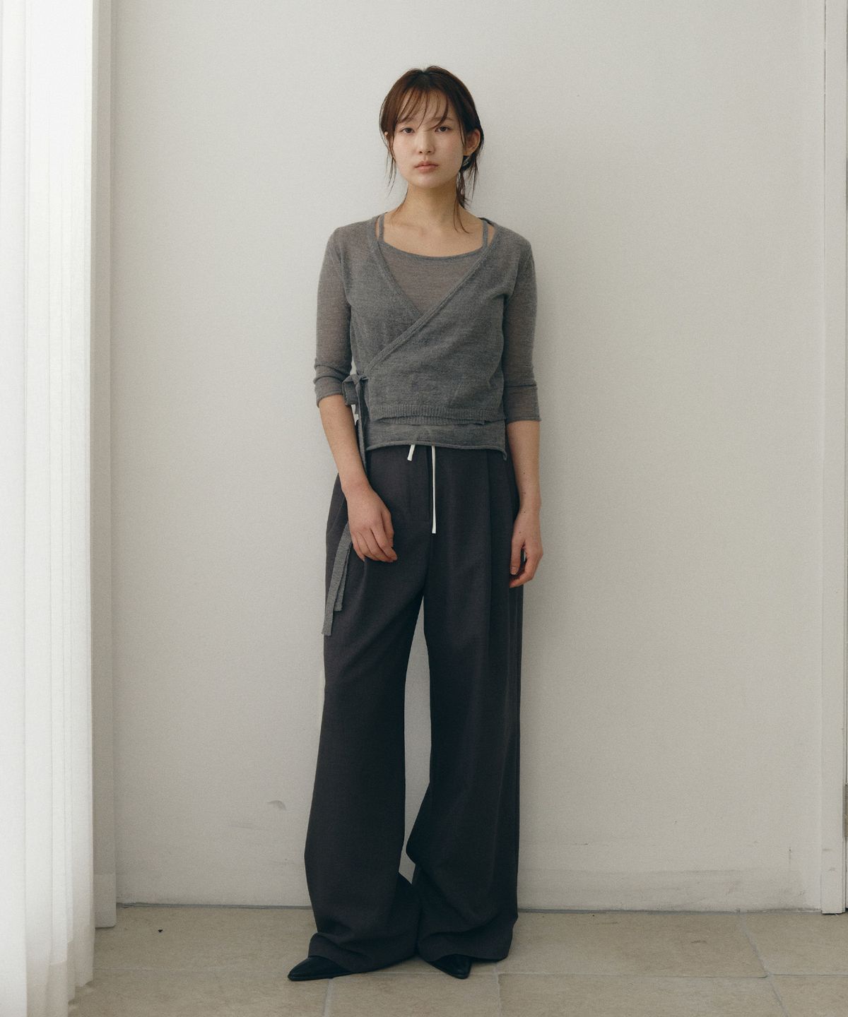 로우타이드(LOW TIDE) ALPACA LAYERED WRAP KNIT [GREY]