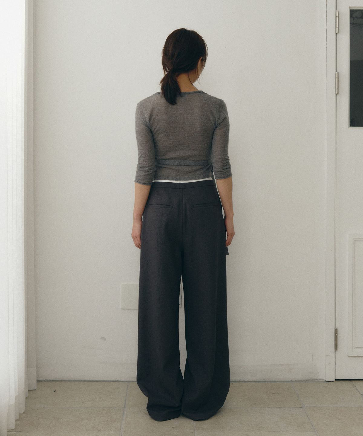 로우타이드(LOW TIDE) ALPACA LAYERED WRAP KNIT [GREY]