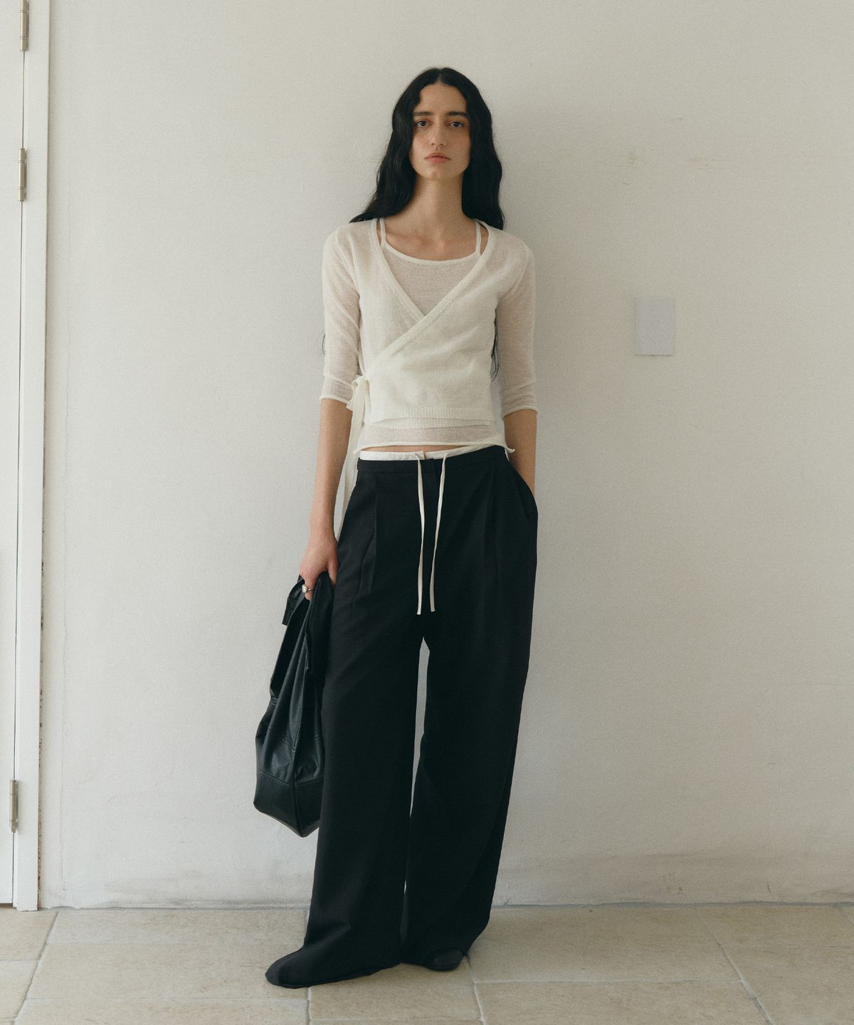 로우타이드(LOW TIDE) ALPACA LAYERED WRAP KNIT [IVORY]