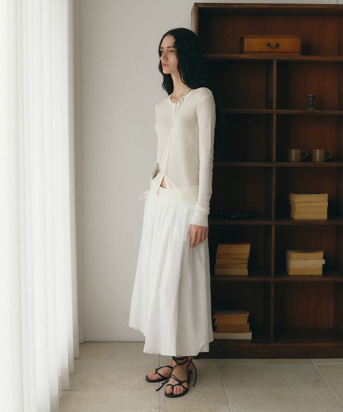 로우타이드(LOW TIDE) RIBBED BUTTON CARDIGAN [IVORY]