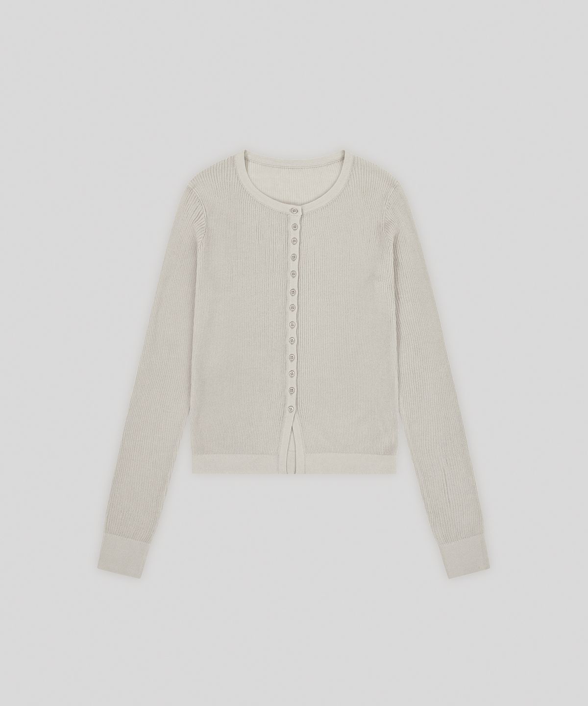 로우타이드(LOW TIDE) RIBBED BUTTON CARDIGAN [GREY]