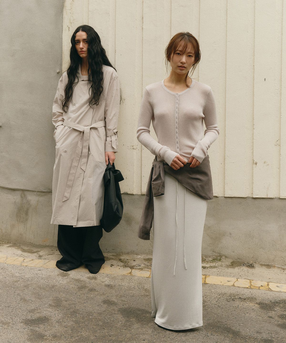 로우타이드(LOW TIDE) RIBBED BUTTON CARDIGAN [GREY]