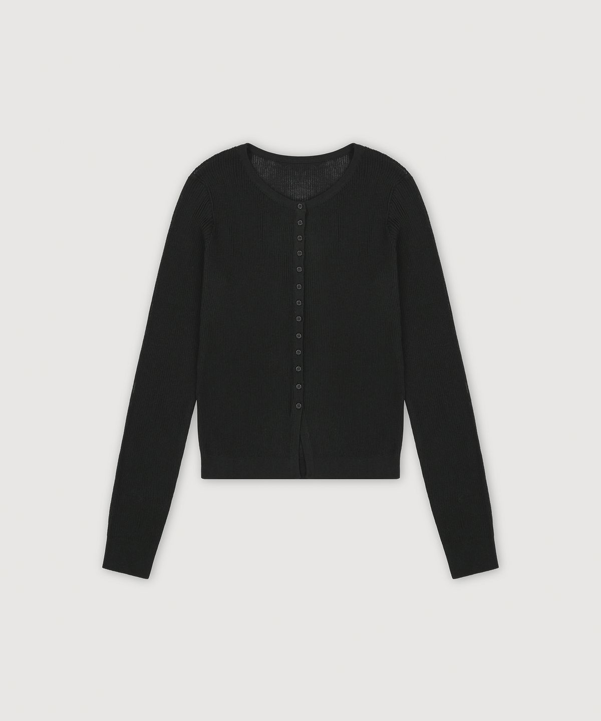 로우타이드(LOW TIDE) RIBBED BUTTON CARDIGAN [BLACK]