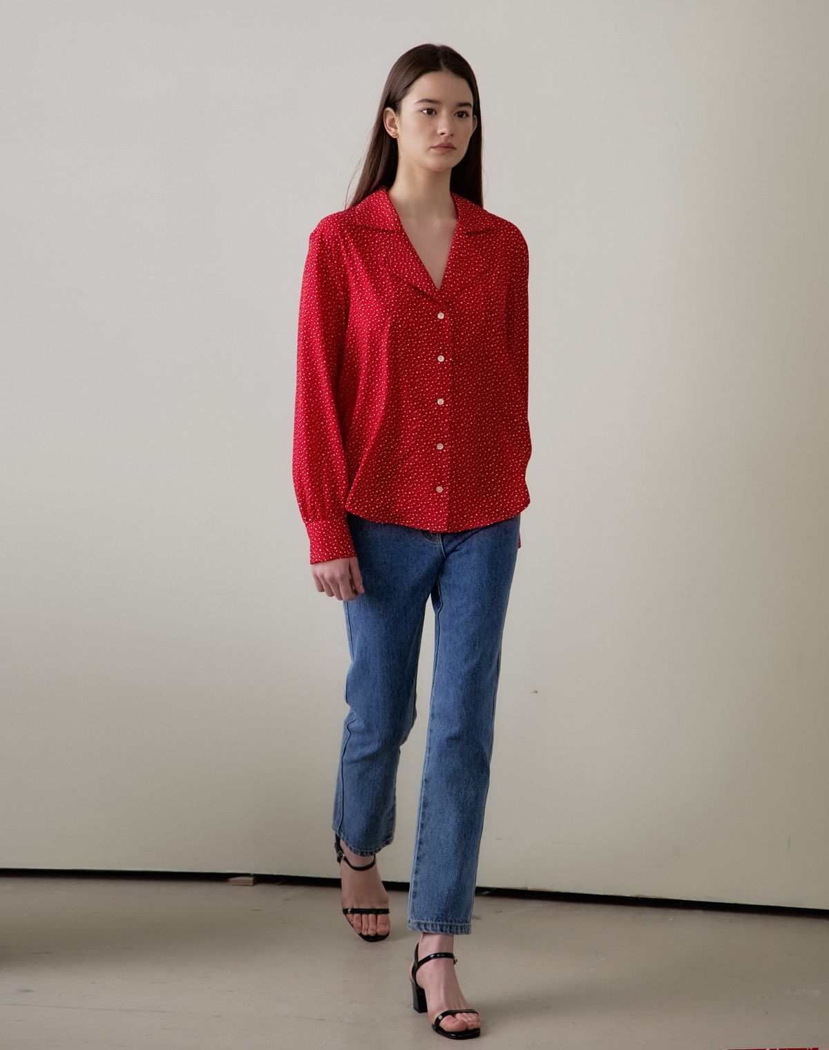지에마르(GIEMAR) DOT BLOUSE RED 도트 블라우스 레드