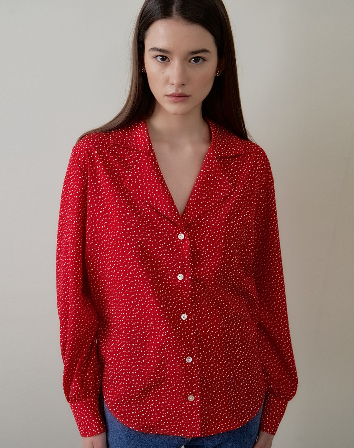 지에마르(GIEMAR) DOT BLOUSE RED 도트 블라우스 레드