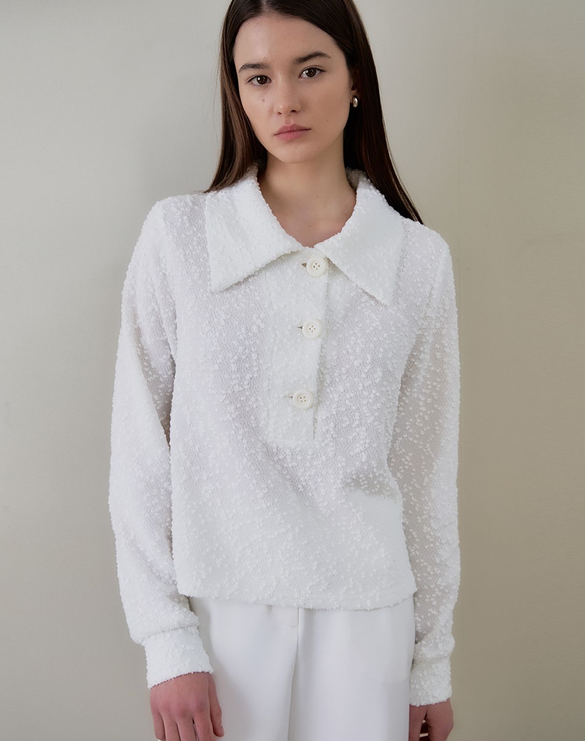 지에마르(GIEMAR) BOUCLE COLLAR TEE  부클 카라 티