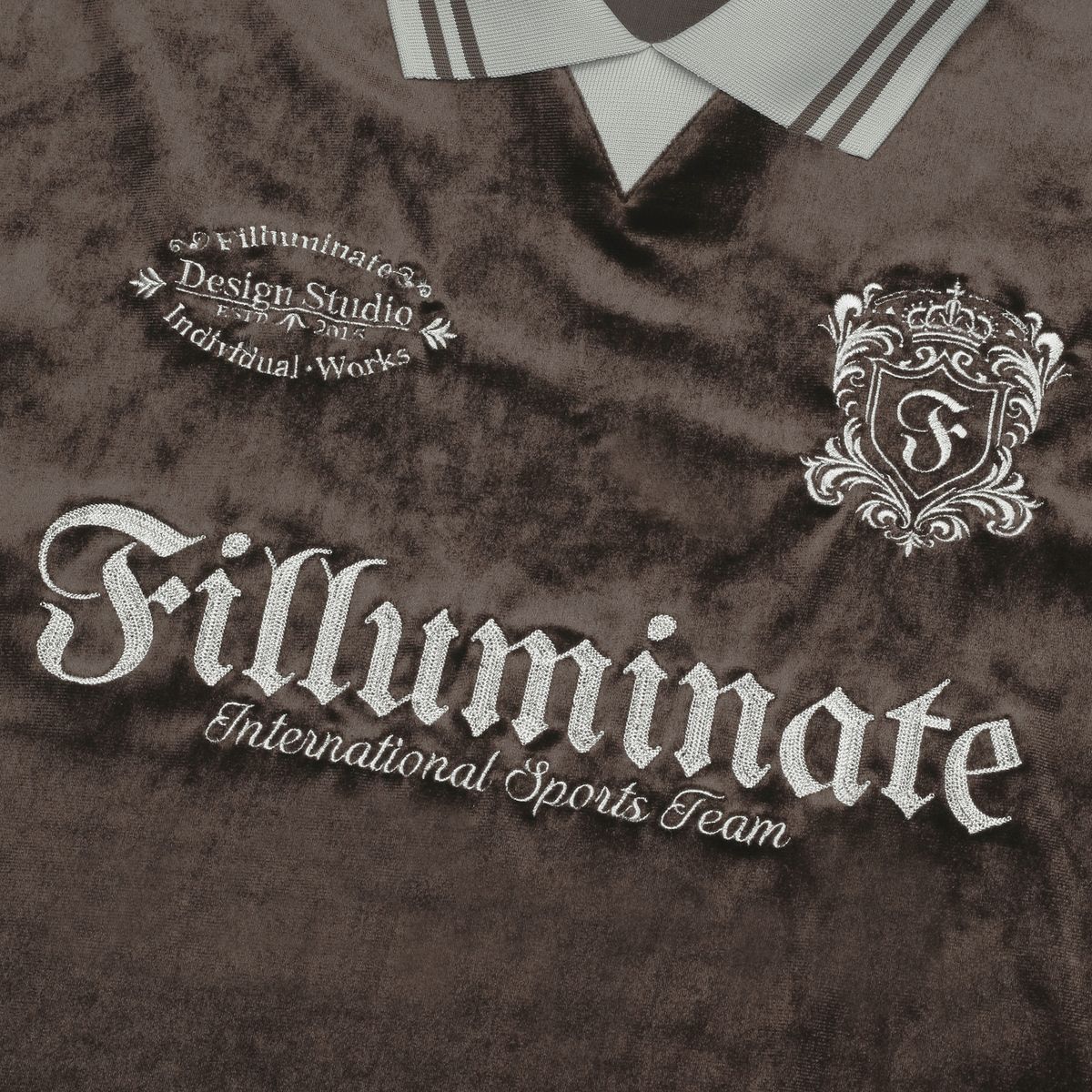 필루미네이트(FILLUMINATE) 벨루어 칼라 롱 슬리브-브라운