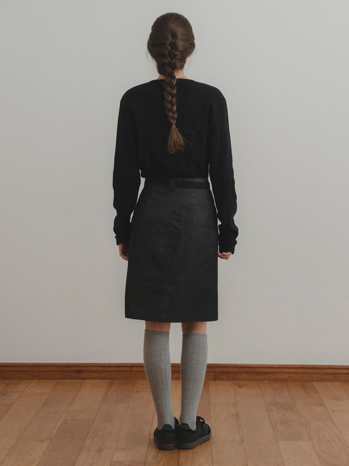 더미튼(THEMITTEN) Fold H midi skirt (indigo)