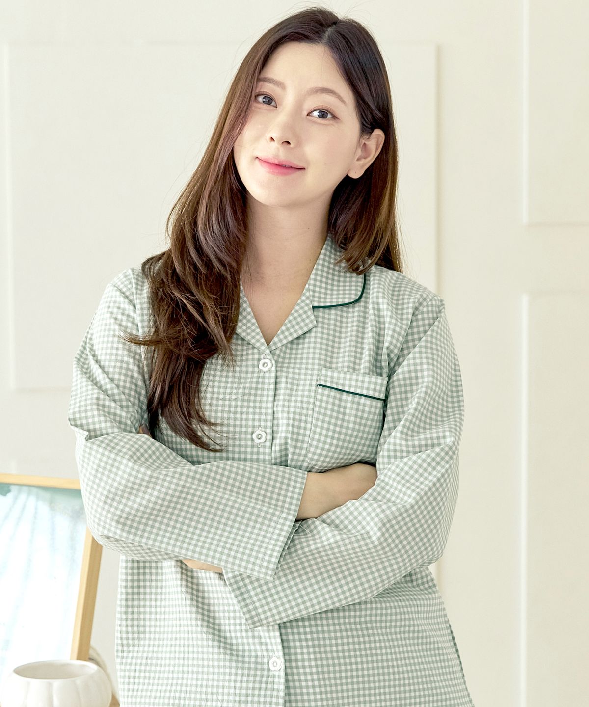 핑코코(PINGCOCO) 108 민트체크 긴소매 여성인잠옷 파자마