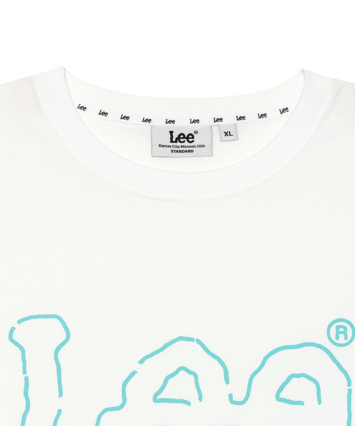 리(LEE) 라인 트위치 로고 티셔츠 화이트