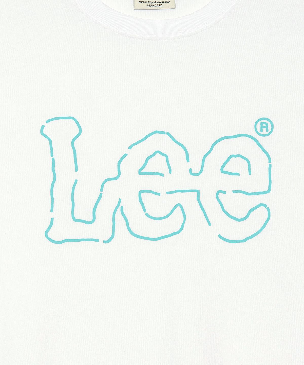 리(LEE) 라인 트위치 로고 티셔츠 화이트