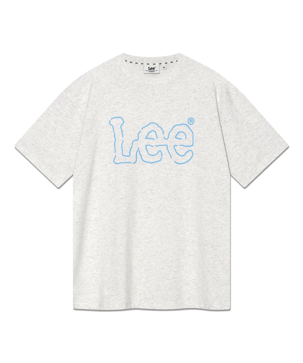 리(LEE) 라인 트위치 로고 티셔츠 라이트그레이