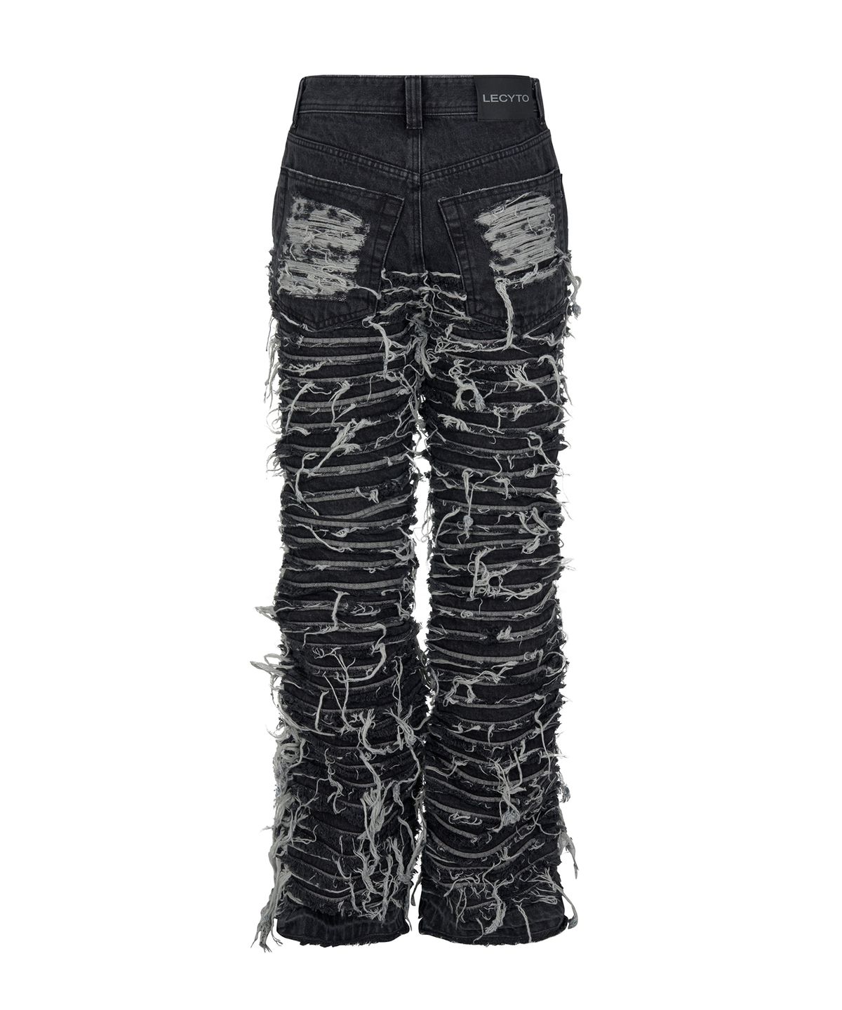 레씨토(LECYTO) Extreme Washed Crack Denim Pants_[Black]