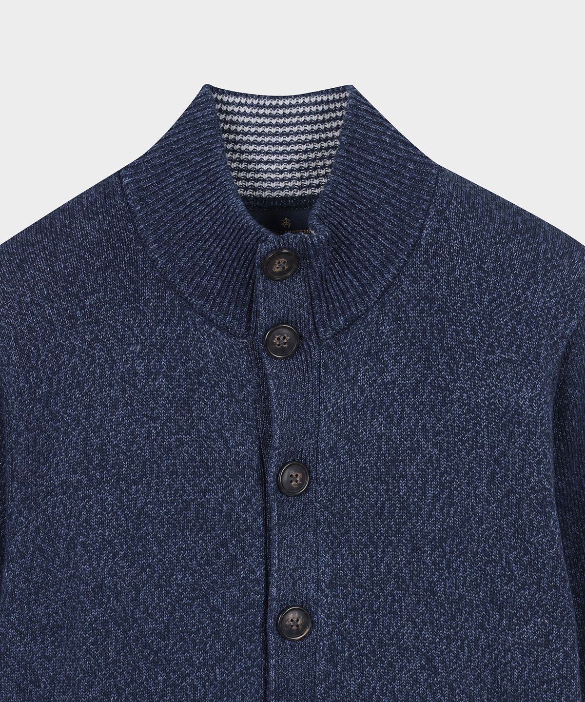 브룩스 브라더스(BROOKS BROTHERS) 린넨 코튼 버튼 모크넥 가디건 (네이비) (BBWCMF9010QFS)