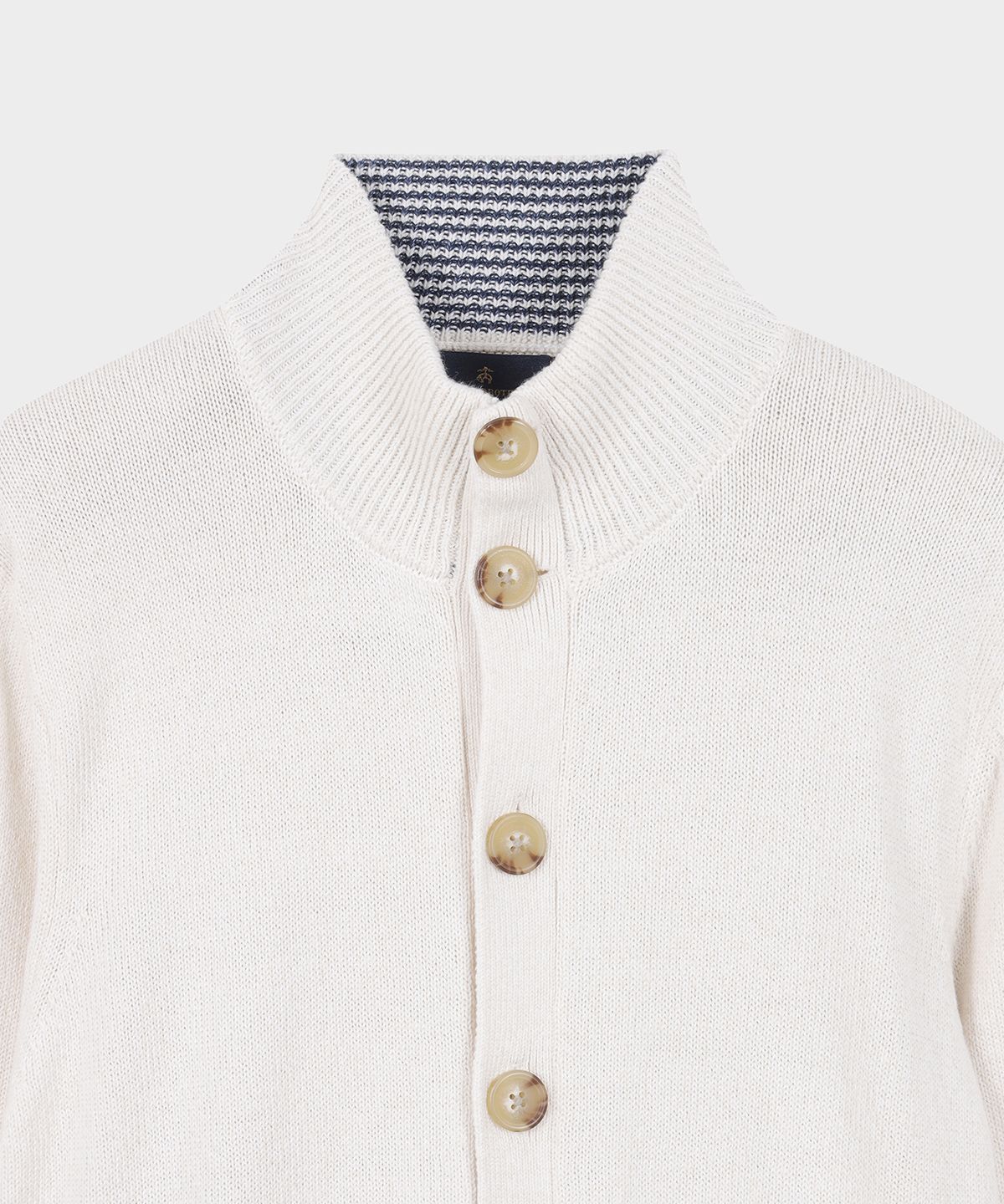 브룩스 브라더스(BROOKS BROTHERS) 린넨 코튼 버튼 모크넥 가디건 (아이보리) (BBWCMF9009BFS)
