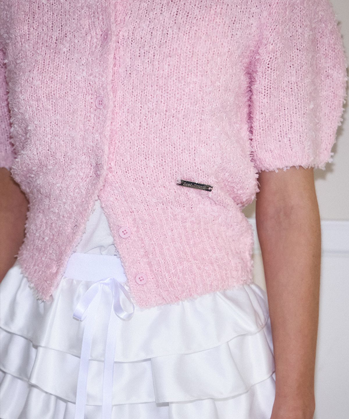 로제프란츠(ROSEFRANTZ) Puff Hairy Half Cardigan [Pink]