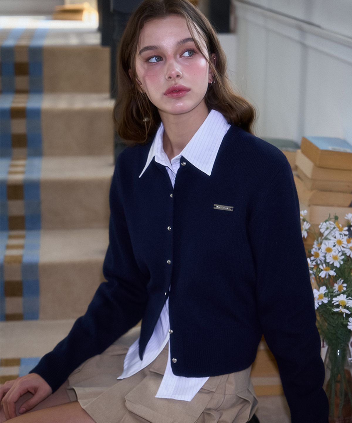 로제프란츠(ROSEFRANTZ) Nickel Round Cardigan [Navy]