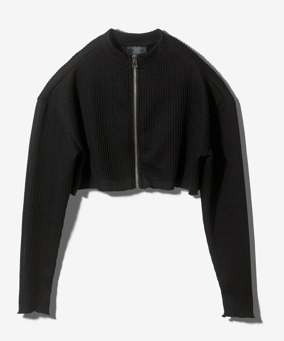 팬쇼(FANSHOW) CROP KNIT ZIP UP - BLACK