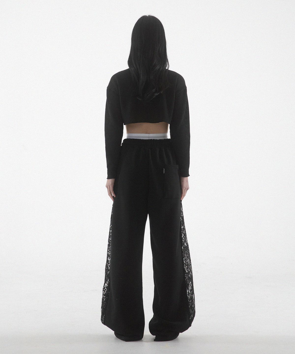 팬쇼(FANSHOW) CROP KNIT ZIP UP - BLACK