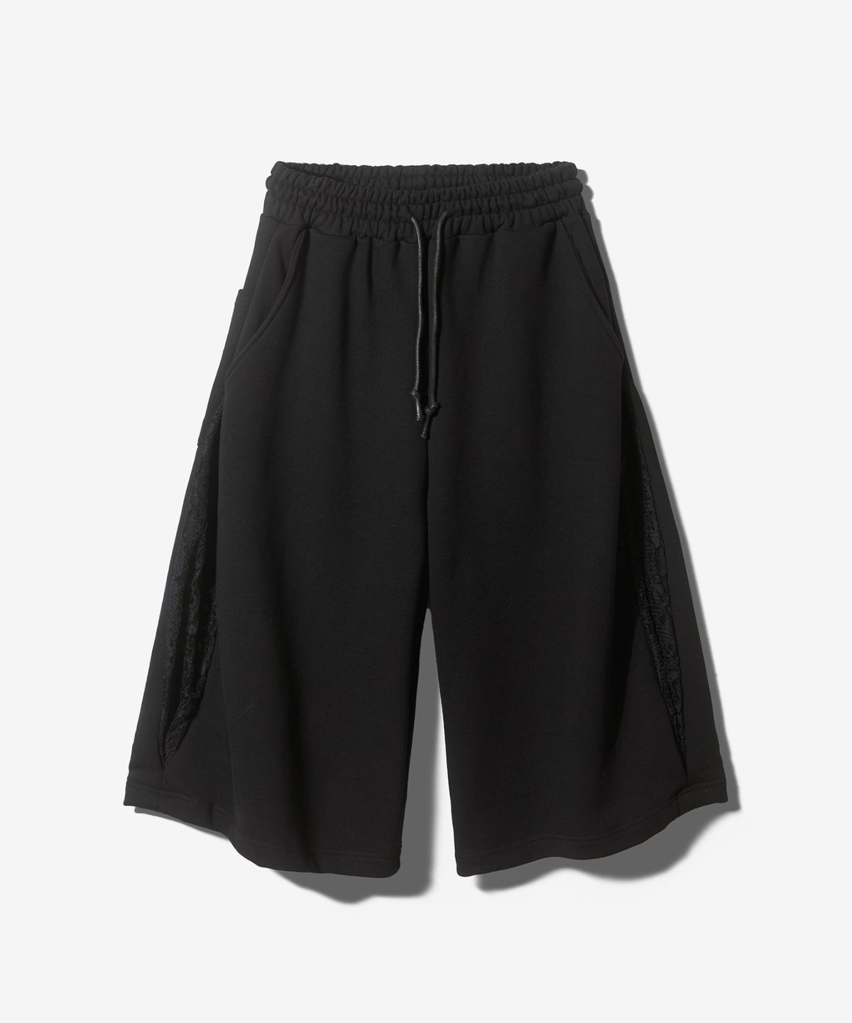 팬쇼(FANSHOW) SCISSORS TUCK SEE-THROUGH 3/4 PANTS - BLACK