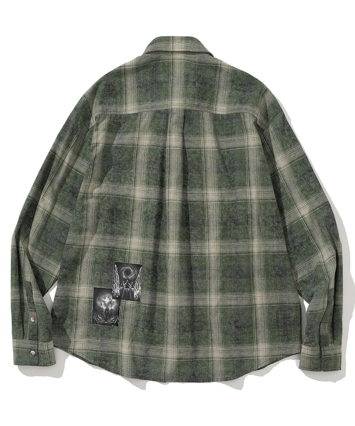 낫포너드(NOT4NERD) Temple Patch Checkered Shirt - Green