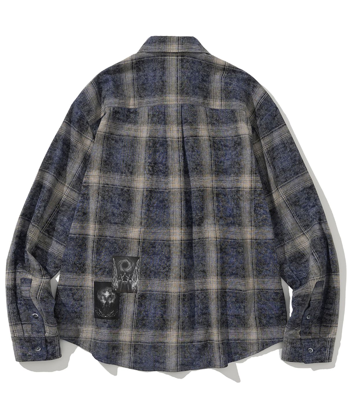 낫포너드(NOT4NERD) Temple Patch Checkered Shirt - Navy