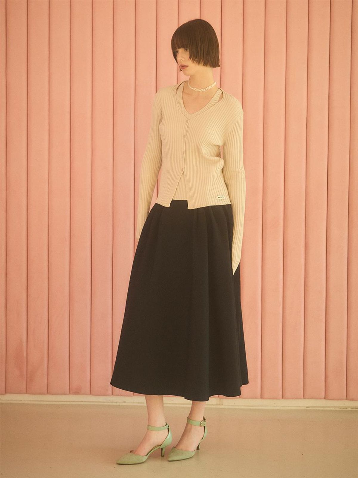 쿨키튼(KOOLKITTEN) Layered V-Neck Cardigan