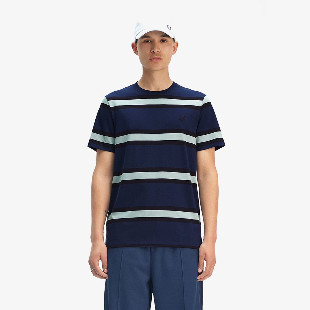 프레드페리(FRED PERRY) [Sport] 볼드 스트라이프 티셔츠 - 테니스 블루 AFPM2519852-X86