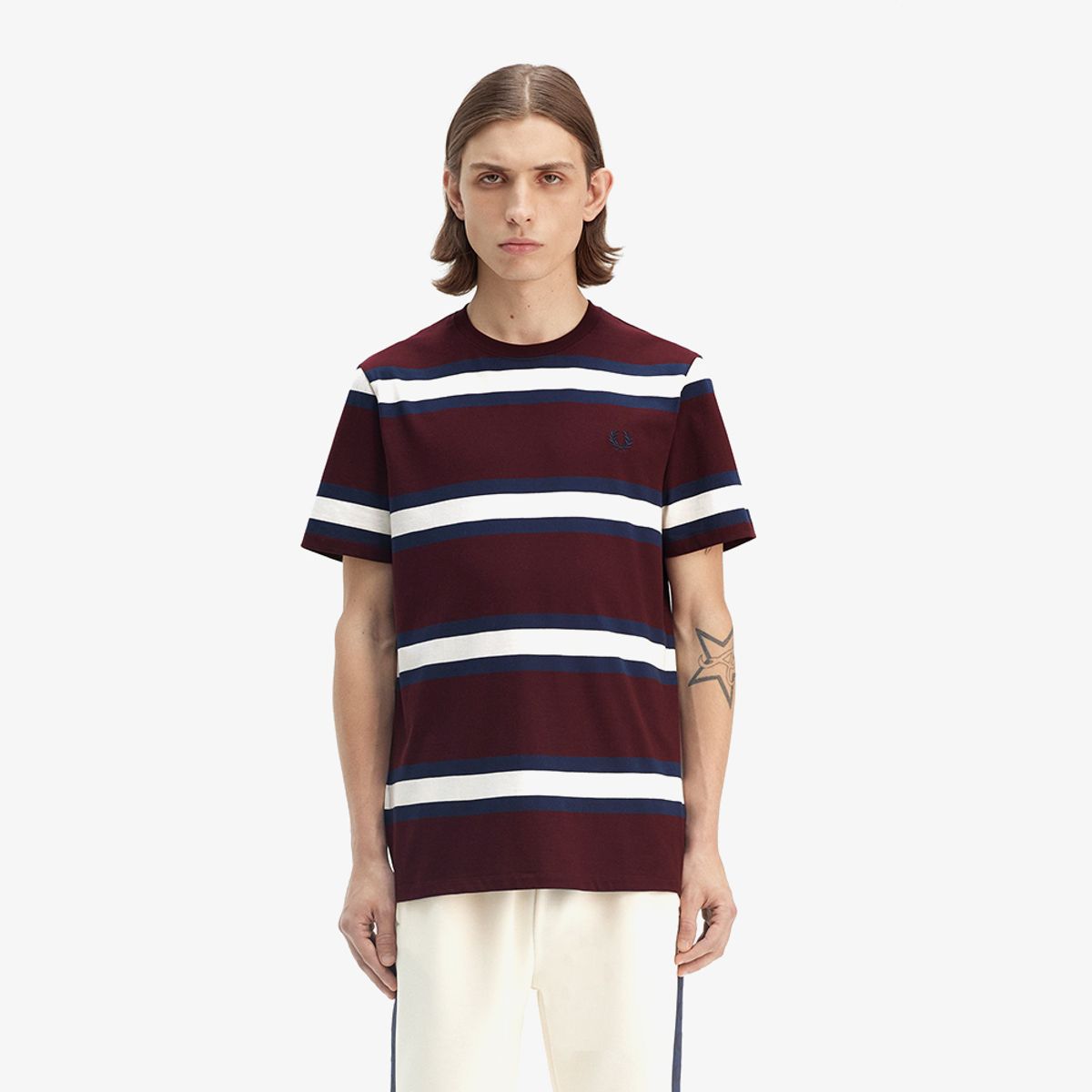 프레드페리(FRED PERRY) [Sport] 볼드 스트라이프 티셔츠 - 옥스블러드 AFPM2519852-K22
