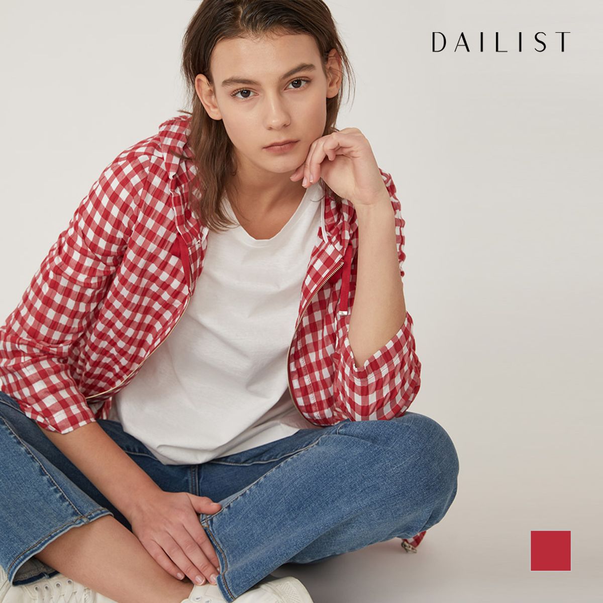 데일리스트(DAILIST) 깅엄 체크 점퍼_MDBCLYM3331