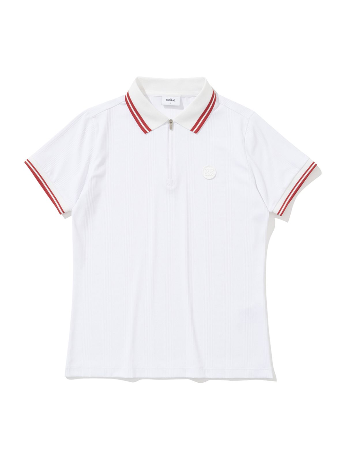 투에니스홀(20TH HOLE) 여성 골지 반팔 카라 하프 집업 티셔츠 [WHITE]