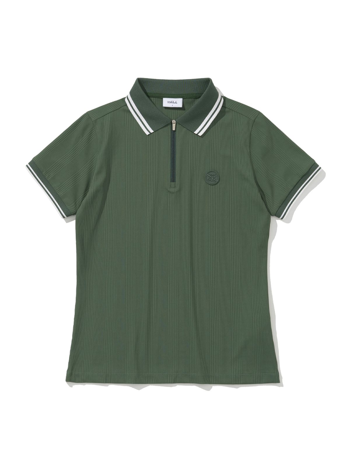 투에니스홀(20TH HOLE) 여성 골지 반팔 카라 하프 집업 티셔츠 [GREEN]