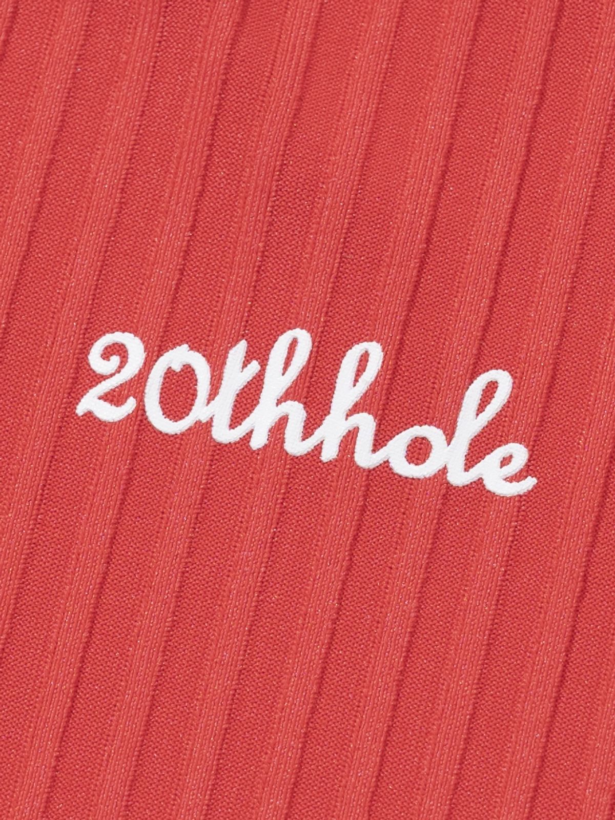 투에니스홀(20TH HOLE) 여성 골지 요꼬 배색 자수 반팔 카라넥 티셔츠 [RED]
