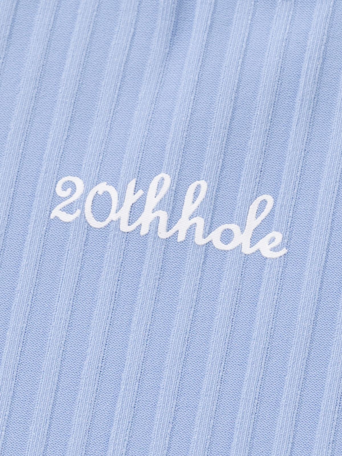 투에니스홀(20TH HOLE) 여성 골지 요꼬 배색 자수 반팔 카라넥 티셔츠 [SORA]