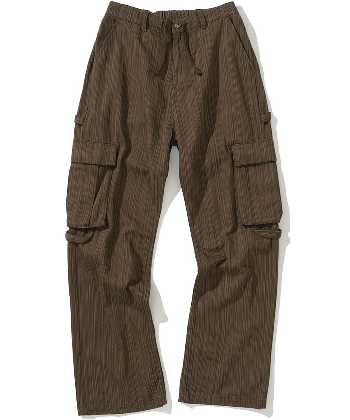 낫포너드(NOT4NERD) Stripe Cargo Flare Fit Pants - Brown