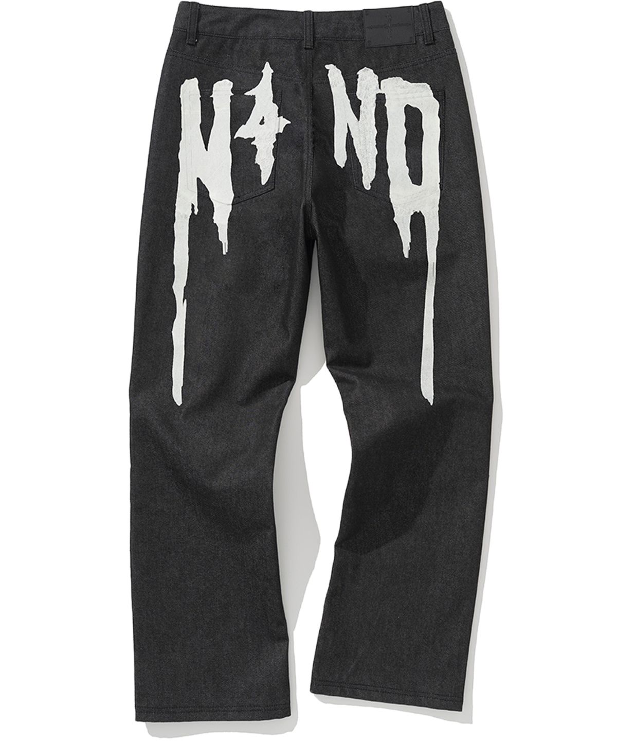 낫포너드(NOT4NERD) N4ND Drip Logo Denim Pants - Black