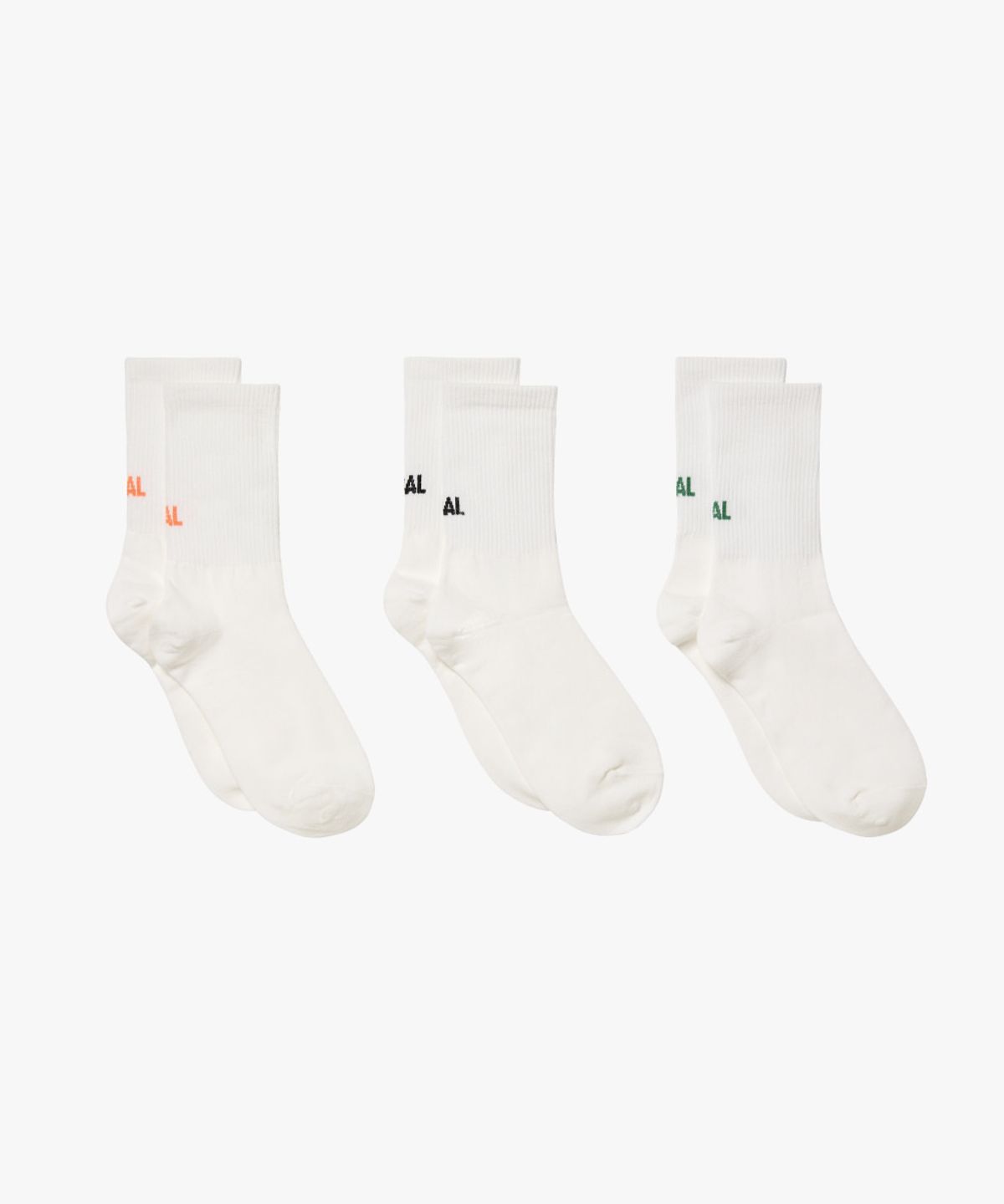 골스튜디오(GOALSTUDIO) LETTERING SOCKS 3 PACK-WHITE