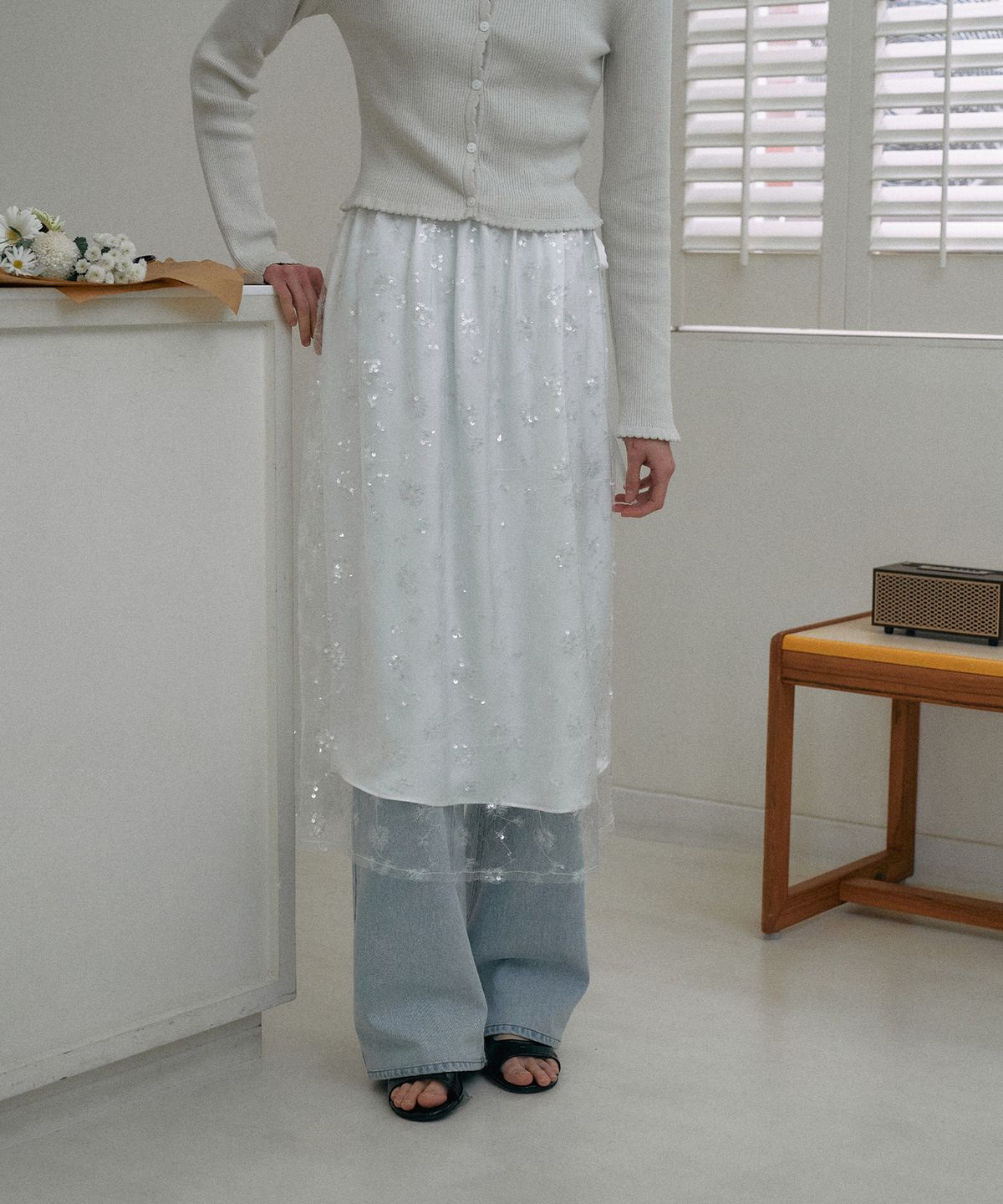 라메레이(LAMEREI) Spangle layered Skirt[LMBESPSK5406]-2color