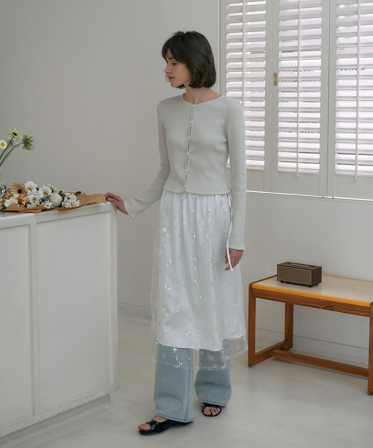 라메레이(LAMEREI) Spangle layered Skirt[LMBESPSK5406]-2color