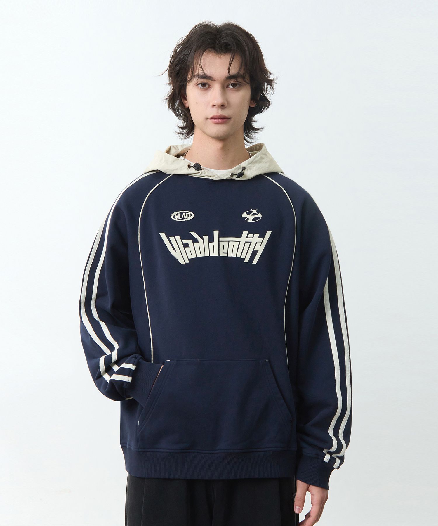 DIMITRI BLACK★VLAD LOGO EMBROIDERED KNIT HOODED T-SHIRT MUSINSA | DIMITRI BLACK VLAD Artwork Nylon Color Block
