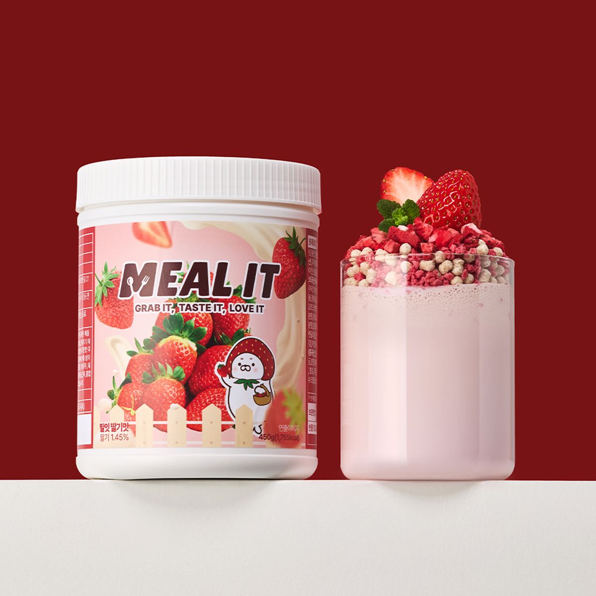 밀잇(MEAL IT) 식사대용 단백질 쉐이크 450g (초코바나나, 미숫가루, 흑임자, 딸기)