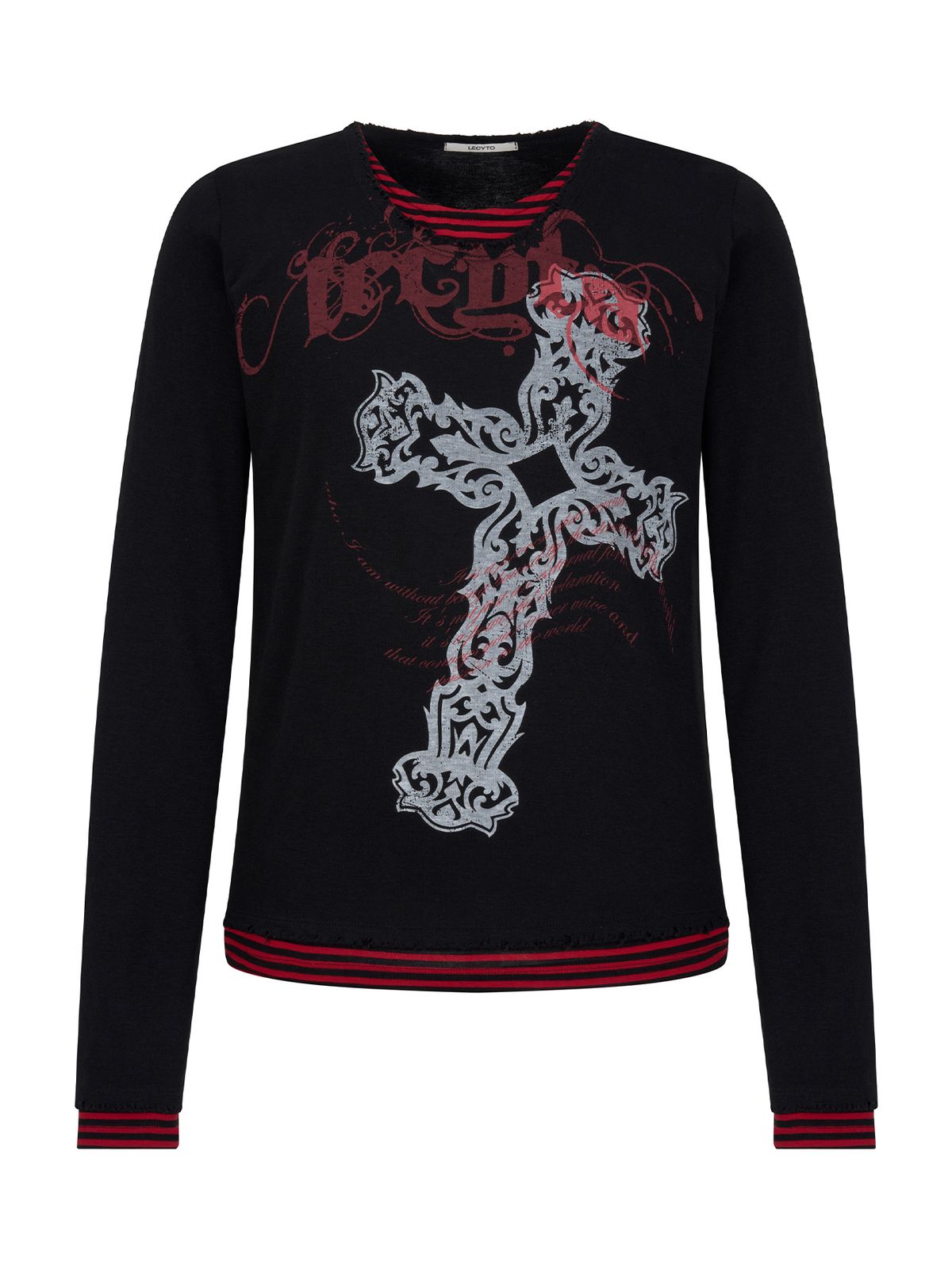 레씨토(LECYTO) Xenon Cross Stripe T-Shirt_[Black]