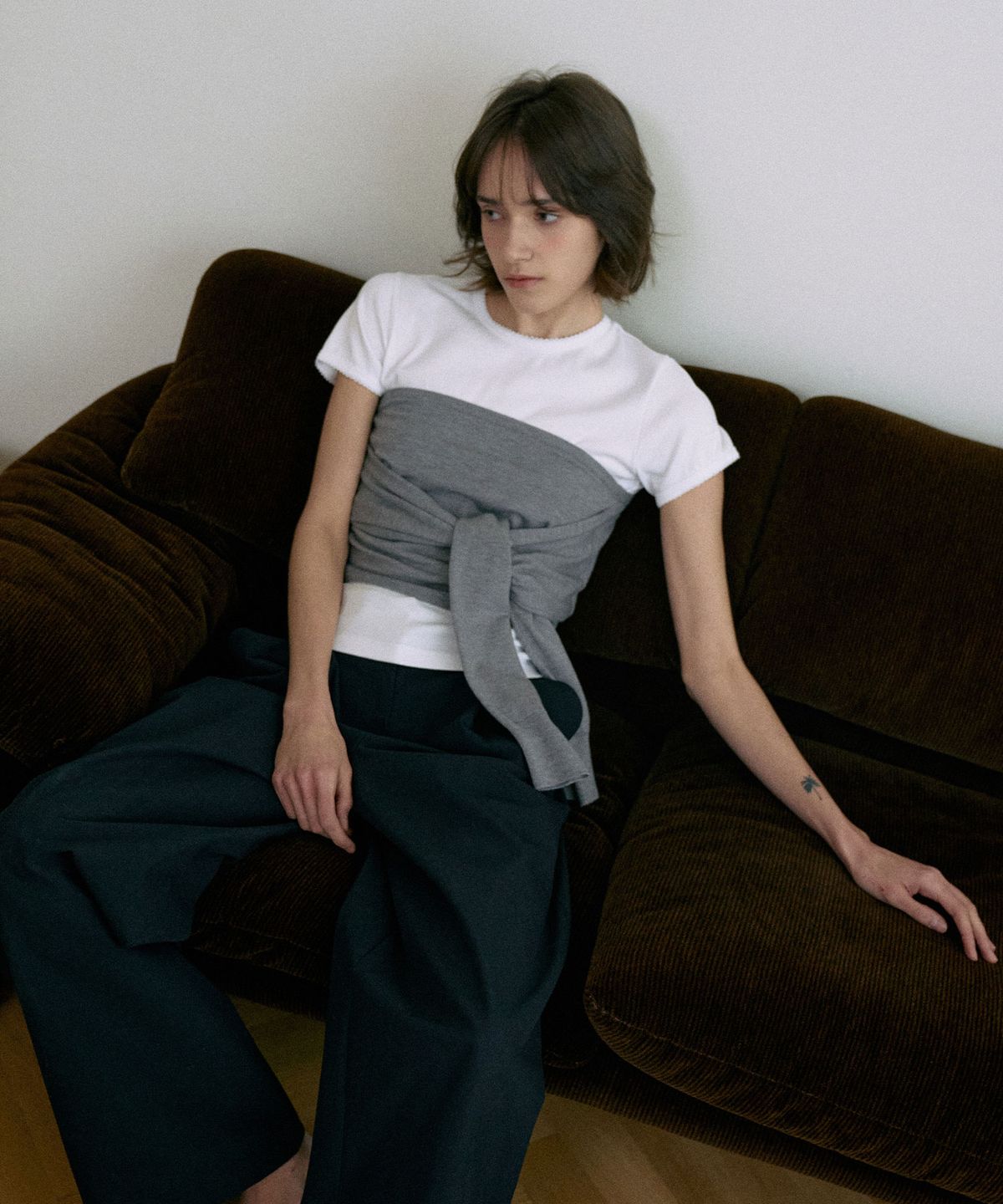 라메레이(LAMEREI) Knotted Knit Bustier[LMBESPKN265]-Gray